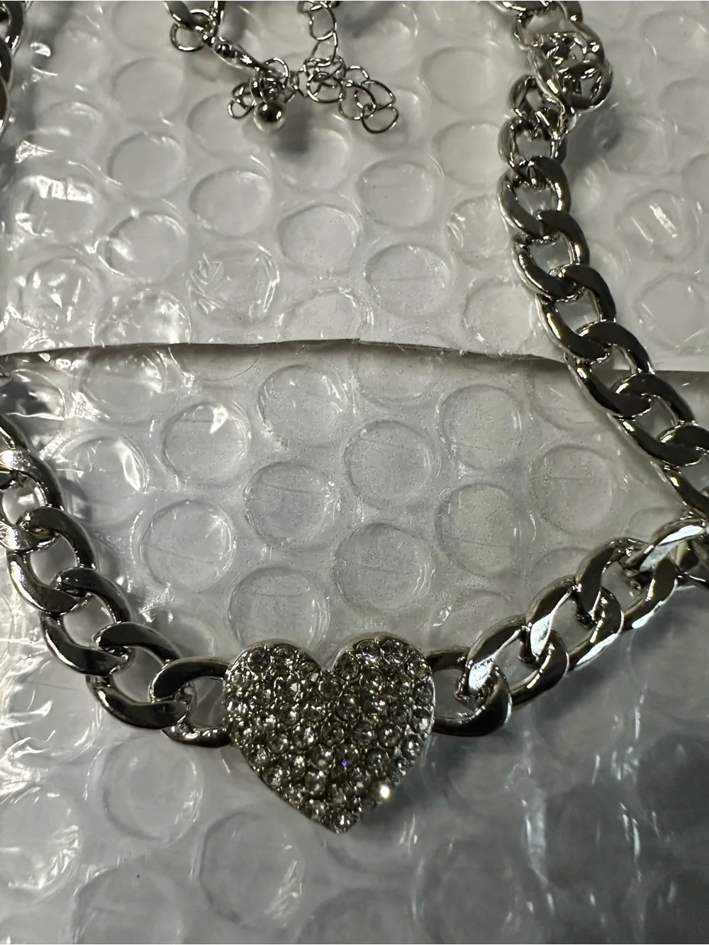 Silver Heart Crystal Necklace - Women's Silver Chain Pendant